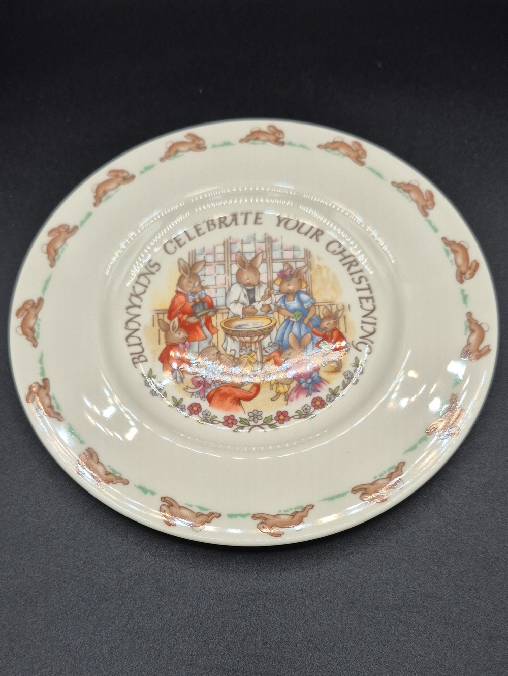 Royal Doulton Cream Plate with Bunnykins Christening Picture